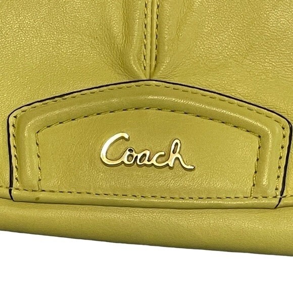 Coach Hampton Satchel Set w/ Wristlet Wallet. Signature w/ Yellow Leather Trim. - Picture 10 of 13